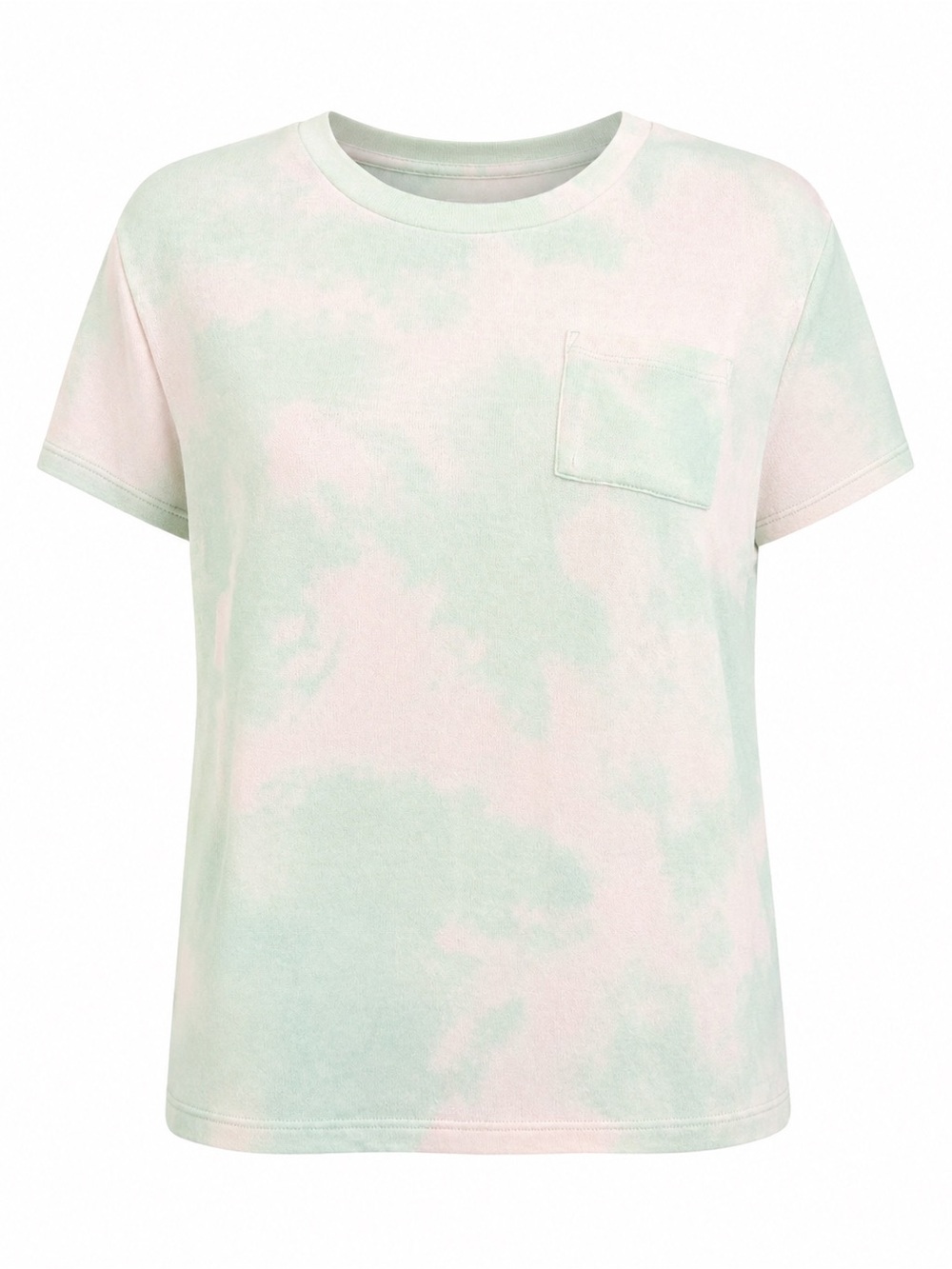 Girls Mint Green Tie-Dye Pocket Tee Shirt | Soft Stretch Short Sleeve Top